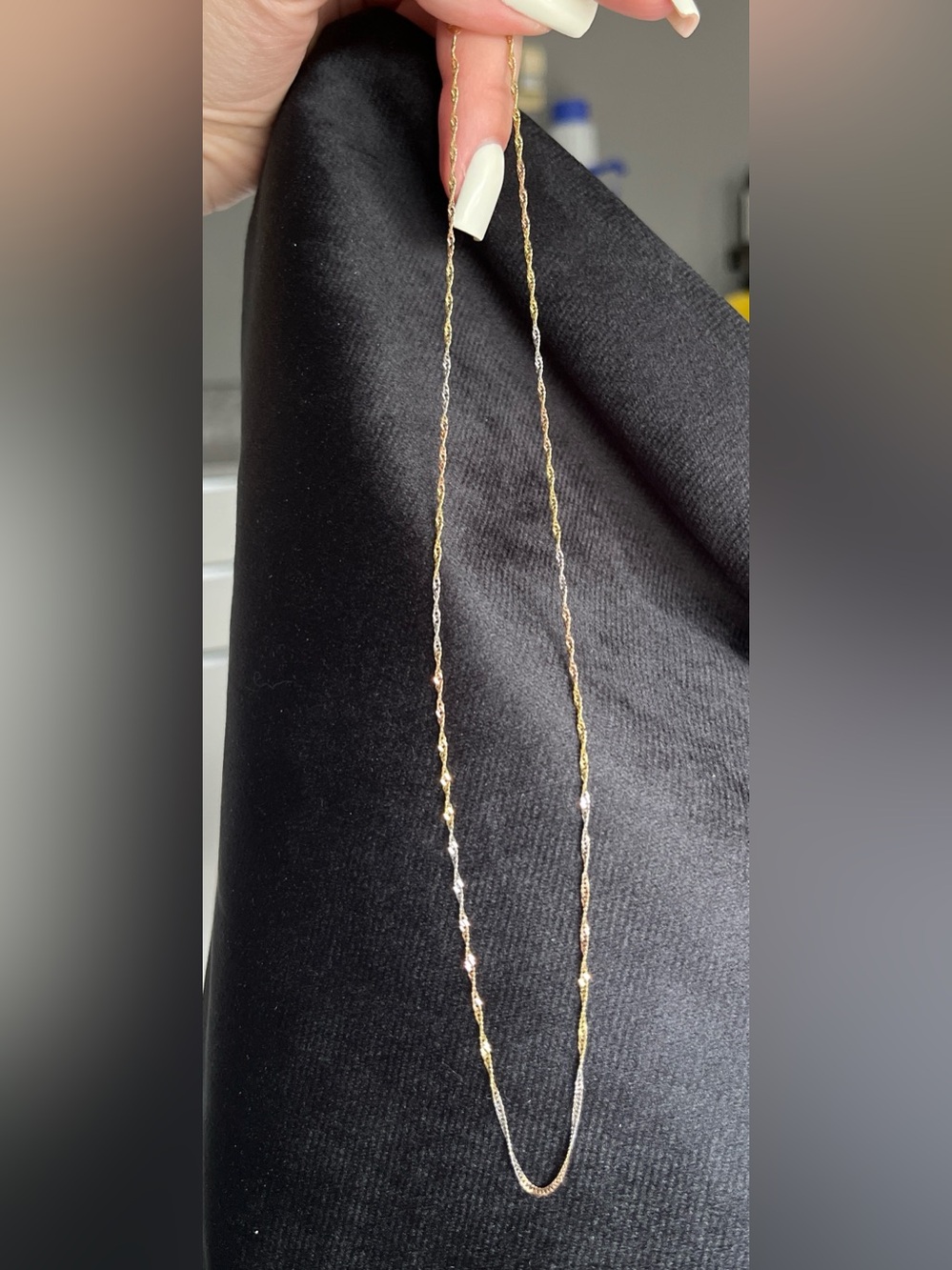 Tri-color 14k solid gold necklace serpentine/twist 18”